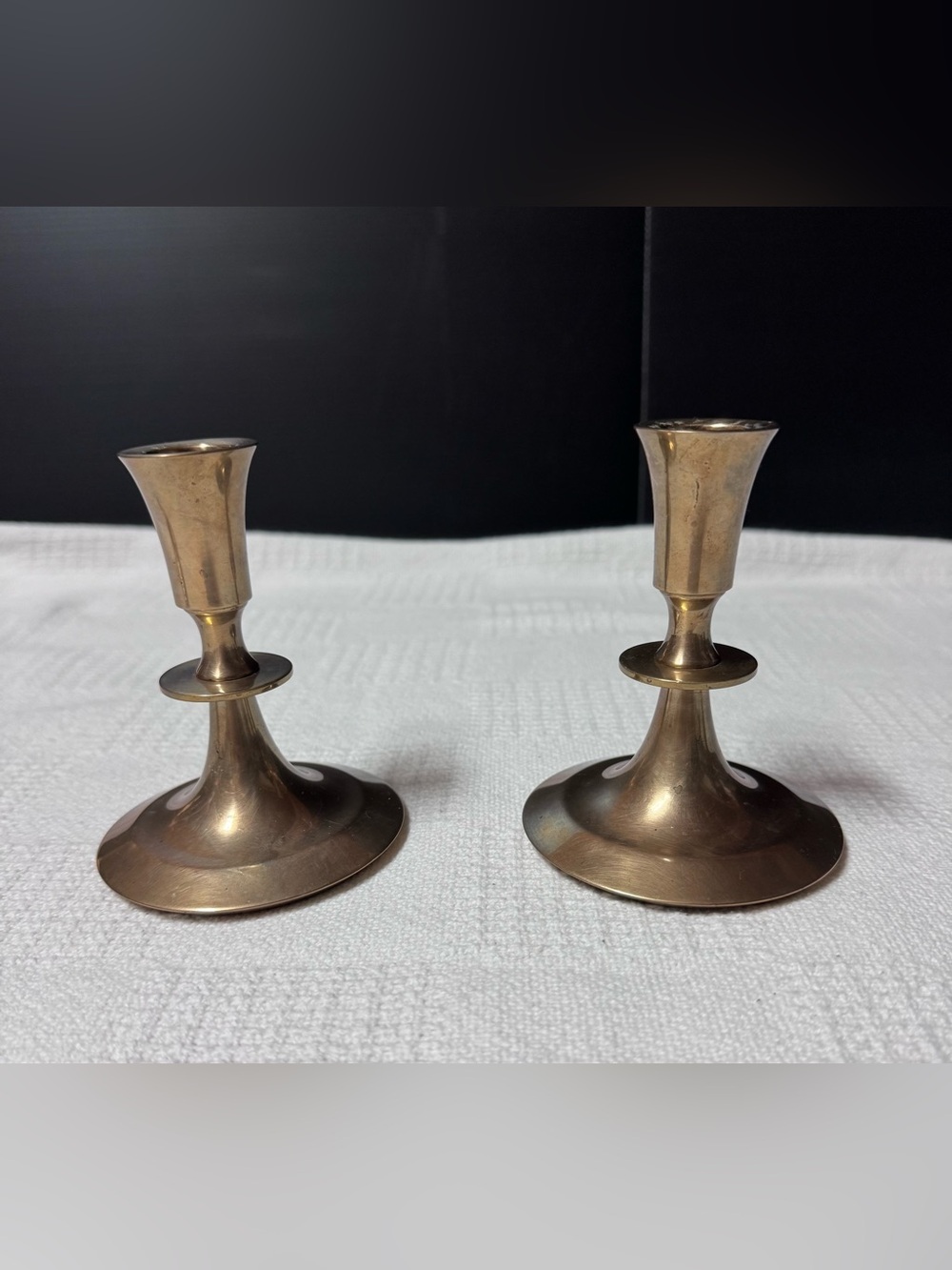 Dirilyte Vintage Heavy Classic Brass Finish Taper Candle Holders - Pair